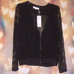 Beautiful sheer zippered Blouse cardigan